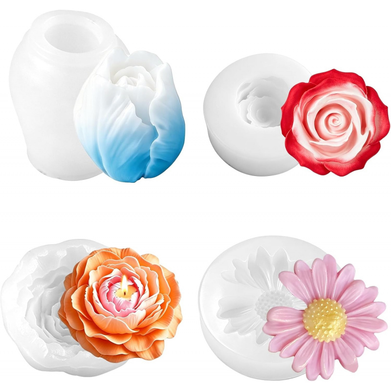 Bloemen siliconen kaarsvorm 4S - Soap Making Gel recensie en prijs