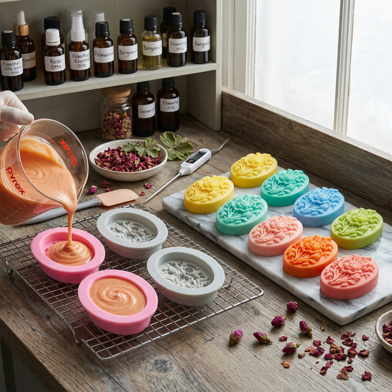 4 siliconenvormen met bloemvor - Soap Making Tutorial recensie en prijs